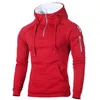 Autunno Cerniera Scollatura Felpa con cappuccio Felpe in pile a maniche lunghe Felpe con cappuccio da uomo Tasca adesiva Scaldino invernale Running Sportswear 3XL 210813