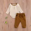 0-18m herfst lente baby geboren babyjongen kleding set gebreide lange mouw romperbroek outfit peuter kleding 210515