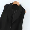 Women Classic Long Vest ZA ELegant Suit Vests Spring Sleeveless Jacket Outwear Office Lady Autumn Slim Waistcoat 210521