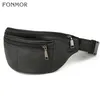 Sacs de taille Fonmor Femmes Antivol Sac Fanny Pack Véritable Ceinture En Cuir Bourse Petite Clé De Téléphone Noir Hommes Packs Unisexe222w