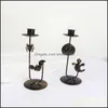 Décor & Garden Candle Holders Stand Eye-Catching Rust-Proof Wrought Iron Halloween Themed Display Home Candlestick Party Drop Delivery 2021