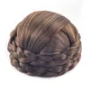Syntetisk Bun flätat klipp i chignoner som simulerar mänsklig hårförlängning updo för kvinnor fest bröllop frisyrverktyg dh110