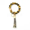 Animal Printing Silicone Bead Bracelet keychain Sunflower Wristlet Silicon Beads Womens Bracelet Keychains 14 colors de246