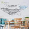 Créative Geométric Whale Wall Autocollants Salon Sofa Fond décor mural Décor de chambre à coucher