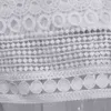 Femmes Robe Sexy Blanc Dentelle Couture Évider Robes De Soirée Élégant Court Mini Été Printemps À Manches Longues Vêtements Vestidos 210329