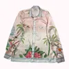 Camisa masculina de alta qualidade estilo Casablanc surf club 22ss onda gradiente flor seda manga longa camisas