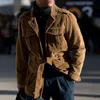 メンズジャケットメンズジャケット2022秋のカジュアルウェアソリッドカラーマルチポケットベルトユースファッションコート