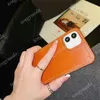 Avec Box Classic Orange Fashion Luxury Phone Cases pour iphone 14 14pro 14plus 13 13pro 12 12Pro Max 11 11pro XS XR XsMax 8 plus Étui en cuir de créateur en relief