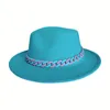 Semplice uomo donna lago blu Fedora cappello jazz stile britannico trilby festa formale berretto panama cappello da cowboy