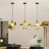 Modern Plant Pendant Lamp Wood Glass Bottle Decor Restaurant Bar Cafe Living Room Study Lighting LED Hang Lamp