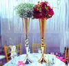 Royal Gold Silver Tall Big Flower Vase Wedding Table Centerpieces Decor Party Road Lead Holder Metal Rack för DIY Event