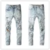 Plus Storlek W40 Mens Jeans Berömda Märke 2022S Washed Leopard Patch Designer Slim-Ben Jean Slim Light Vikt Stretch Denim Skinny Black Blue Pants