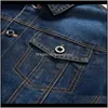 Jackets Outerwear & Coats Clothing Apparel Drop Delivery 2021 Casual Mens Denim Large Size Washed Buttons Multi Pocket Lapel Jacket Long Slee
