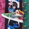 Mäns Sneakers Anime Demon Slayer Kamado Tanjirou Agatsuma Zenitsu Tecknad Casual Skor Andas utomhus Running Sneakers 211014
