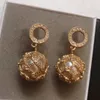 NUOVI orecchini a bottone con perle in ORO CZ alla moda per le donne, amanti del matrimonio, regalo di fidanzamento gioielli per la sposa con SCATOLA