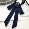 Neck Ties Ribbon Crystal Pearls Bow Tie Brooches For Women Shirts Necktie Pin Girls Suits Bowtie Business Clothing Collar Accessories