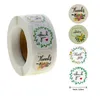 500pcs rouler rond floral merci adhésif autocollants 1 pouce Faveurs de mariage Fête Fête enveloppe à la main enveloppe papeterie