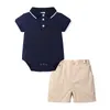 Bebê Estilo Preppy Set Recém-nascidos Meninos Sets Polo Jumpsuit Menino Macacão + Shorts Infantil Roupas