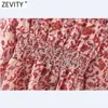 Zevity Women Tropical Totem花柄弾性ウエストホールミニドレスフェムメoネックカジュアルスリムラインパーティーvestido DS5037 210603