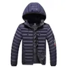 Män Solid Tjockad Down Coats Fashion Trend Warm Up Vindtät Plus Storlek Hooded Jacket Designer Vinter Manlig Enkel Bröd Casual Puff Jackor