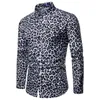 Мужские повседневные рубашки KLV с длинным рукавом, мужская хлопковая блузка, мужские модные тонкие топы с леопардовым принтом3130