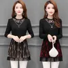 Chiffon Blouse Dames Tops Blusas Femininas Elegante Kant Gedrukt Lange Mouw Shirt Koreaanse kleding 950A 210420