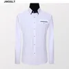 Spring Autumn Fashion Men Shirts Square Collar Button Down Cotton Long Sleeve Slim Fit White Khkai Pink Shirt 4XL 5XL 210412