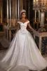 Robes de mariée sirène en satin modeste avec train de balayage détachable élégante épaule perlée Cyrstals corset dos robes de mariée Ves3382