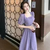 Summer Latest Bubble Sleeve Square Collar Dress Fashion Wild Long es Female Refreshing Comfortable Sexy 210423