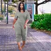 2021 Plus Size S-5xl Jumpsuit Women Overalls One Piece Outfits V Neck Short Sleeves Summer Casual Streetwear Drop301f