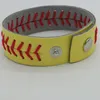 2022 Remise bracelets de couture de softball jaune en cuir véritable à prix réduits