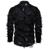 Sexy Black Feather Star Clubwear Shirt Uomo Stage Prom Dress Camicie Mens Party Dinner Evento Prom Shirt Uomo Chemise Homme 210522