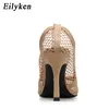 Eilyken 2021 New Fashion Autumn High Heels Women Pumps Sexy Mesh Square Toe Shallow Female Apricot Black Party Shoes 210331