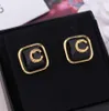 2022 Boucle d'oreille de forme carrée de charme de qualité supérieure avec un design de couleur noire et plaqué or 18 carats pour les femmes, cadeau de bijoux de mariage ont b235b