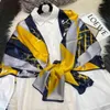 BYSIFA| Yellow Blue 100% Natural Silk Long Shawl Printed Fashion Women Elegant Plaid Scarves Fall Winter Neck Scarf Hijab