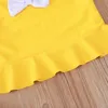 Summer Dzieci Zestawy Casual Bez Rękawów O Neck Solidna koszulka Bow Briefs Cute 2szt Girls Boy Ubrania Zestaw 0-2t 210629