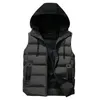 Gilet da uomo Gilet senza maniche Giacca impermeabile calda alla moda con cappuccio casual per l'autunno invernale