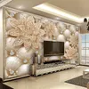 Po Wallpaper European Style 3D Diamond Flower Jewelry Murals Living Room TV Sofa Background Wall Paper For Walls 3D Frescoes 210722