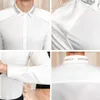 Haft Dekolt Koszule Mężczyźni Z Długim Rękawem Koszule Mężczyźni Dress Moda Casual Slim Fit Male Business Koszulki Camisa Social Masculina 210527