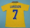 1994 Sverige fotbollströja hemma gul Retro 94 klassisk antik #11 BROLIN #10 DAHLIN #7 LARSSON Vintage Maillot borta vita fotbollströjor