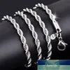 Retail Wholesale Silver Plated Necklace Women Man Necklace 2mm16,18,20,22,24 Inch Twist Rope Chain Jewelry Accesory
