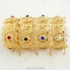 Nyaste Big Wide Dubai Gold Bangles For Women Men18k Guldfärg Kristall Armband Smycken Afrikansk / Indien / Kenya // Mellanöstern Style Q0720
