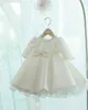 Langarm Baby Mädchen Kleider Perlen Schleife Taufkleid für Prinzessin 1 Jahr Geburtstagsfeier Hochzeitskleid Baby Taufkleidung G1129