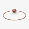 2021 925 Sterling Silver Pink Round Buckle Rose Gold Bracelet Valentine's Day Gift Women DIY Fashion Jewelry