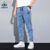 Spring Summer Blue Cargo Jeans Men Streetwear Denim Jogger Pants Baggy Harem Jean Trousers Male Oversize Large size4 5 6 7XL 8XL 211108