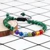 Perlenstränge Damen-Armbänder, handgefertigt, 8 mm Perlen, 7 Chakra-Heilung, natürlicher Lavastein, geflochtenes Armband für Männer, verstellbare Armreifen, Yoga-Schmuck