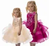 Broderade tutu klänningar lager fluffig gasbind ärmlös prinsessa för flicka baby kläder 3-8y e8755 210610