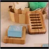 Natuurlijke bamboe gerechten lade houder rack plaat container draagbare badkamer zeepschotel opbergdoos WB3194 AIAPS qcosf