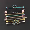 9PC 14G Industrial Barbell Piercing Ear Cartilage Helix Stud Straight Long Bar Earring Body Jewelry Women