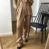 Été et printemps Mode Femmes Vêtements Taille haute Velours Plissé Japon Styles Pantalon pleine longueur WN30404 210421